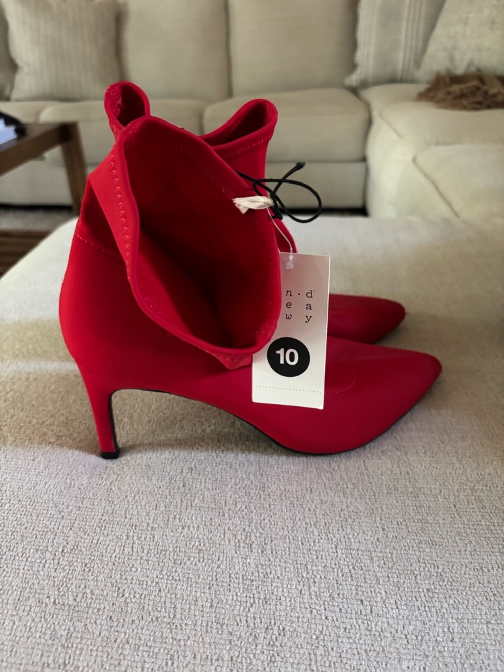 a new day Red Pointed-Toe Stiletto Ankle Boots